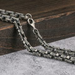 7.8mm Mens Silver Chain Oxidized Silver Chain Mens Chain 925 Sterling Silver