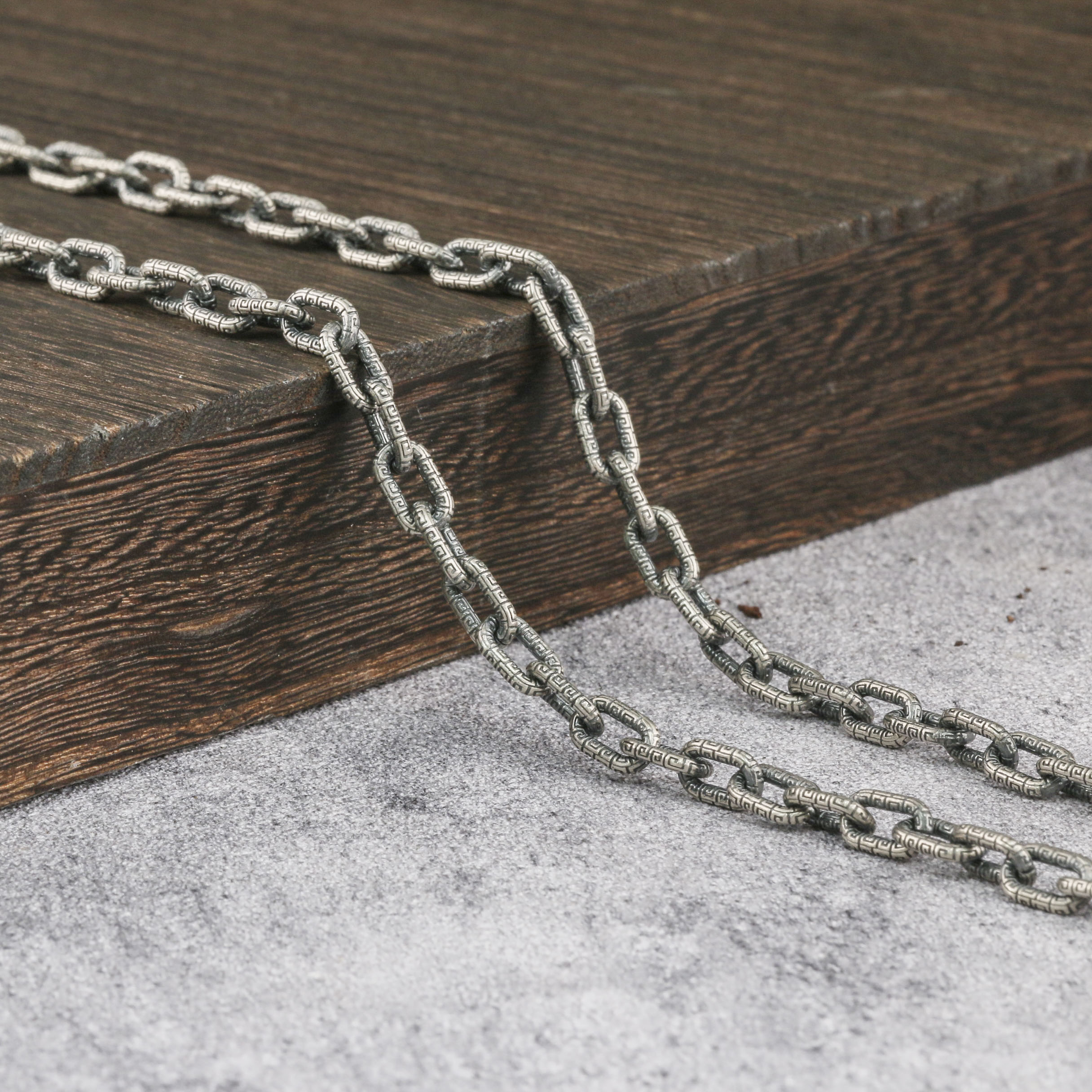 6mm Silver Chain 925 Oxidized Silver Chain Mens Necklace
