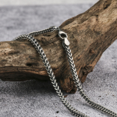 925 Oxidized Silver Chain 3mm Wheat Chain