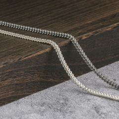 925 Oxidized Silver Chain 3mm Wheat Chain