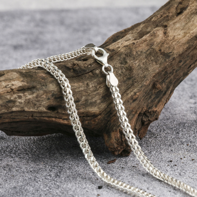 925 Oxidized Silver Chain 3mm Wheat Chain