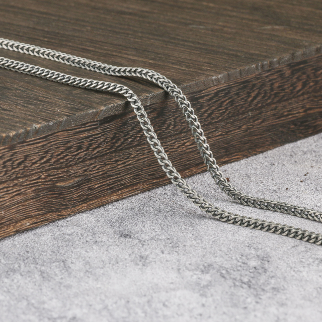 925 Oxidized Silver Chain 3mm Wheat Chain