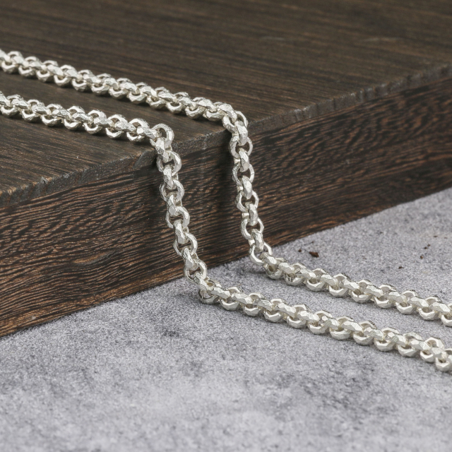 Mens Silver Chain 925 Sterling Silver Handmade Rolo Chain 6mm 9mm,12mm