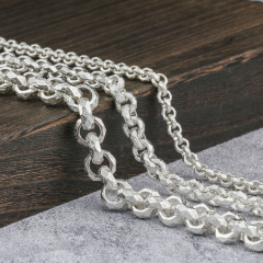 Mens Silver Chain 925 Sterling Silver Handmade Rolo Chain 6mm 9mm,12mm