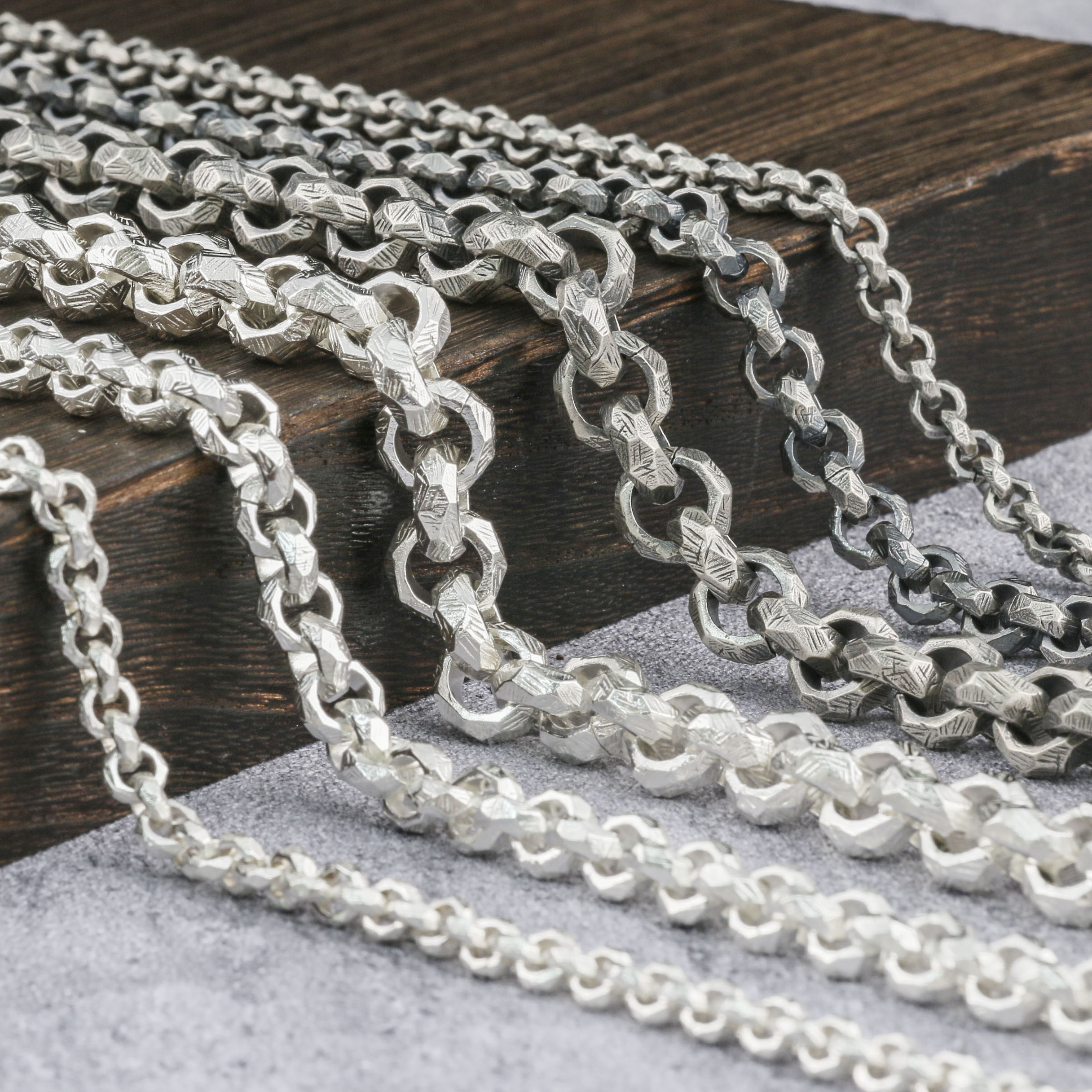 Mens Silver Chain 925 Sterling Silver Handmade Rolo Chain 6mm 9mm,12mm