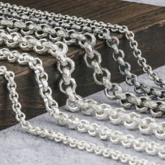 Mens Silver Chain 925 Sterling Silver Handmade Rolo Chain 6mm 9mm,12mm