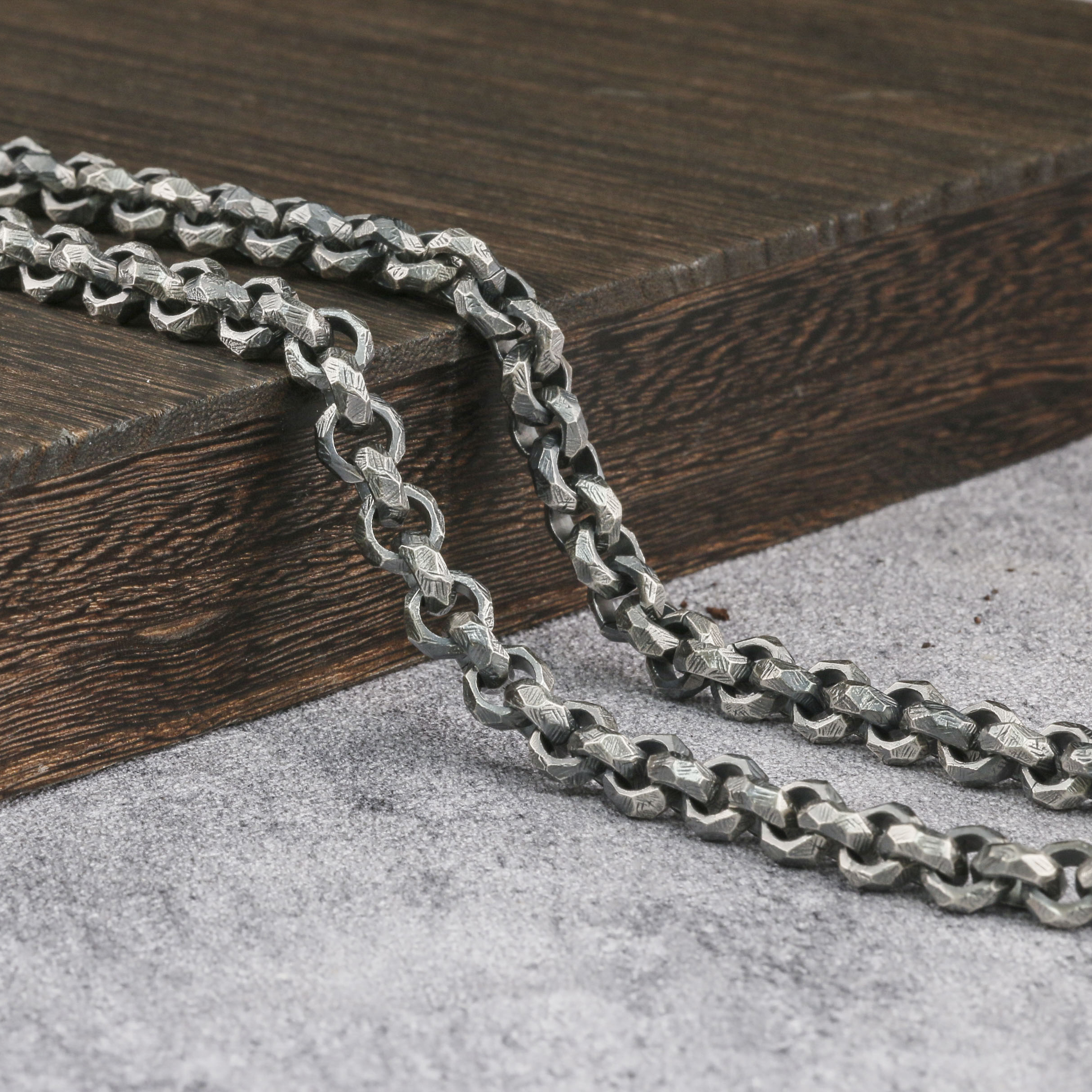 Mens Silver Chain 925 Sterling Silver Handmade Rolo Chain 6mm 9mm,12mm