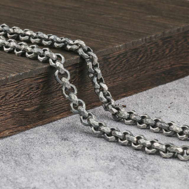 Mens Silver Chain 925 Sterling Silver Handmade Rolo Chain 6mm 9mm,12mm