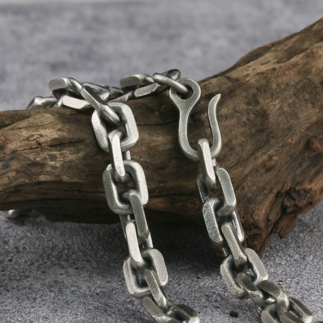 10mm Heavy Chain Cable Chain 925 Oxidized Silver Chain