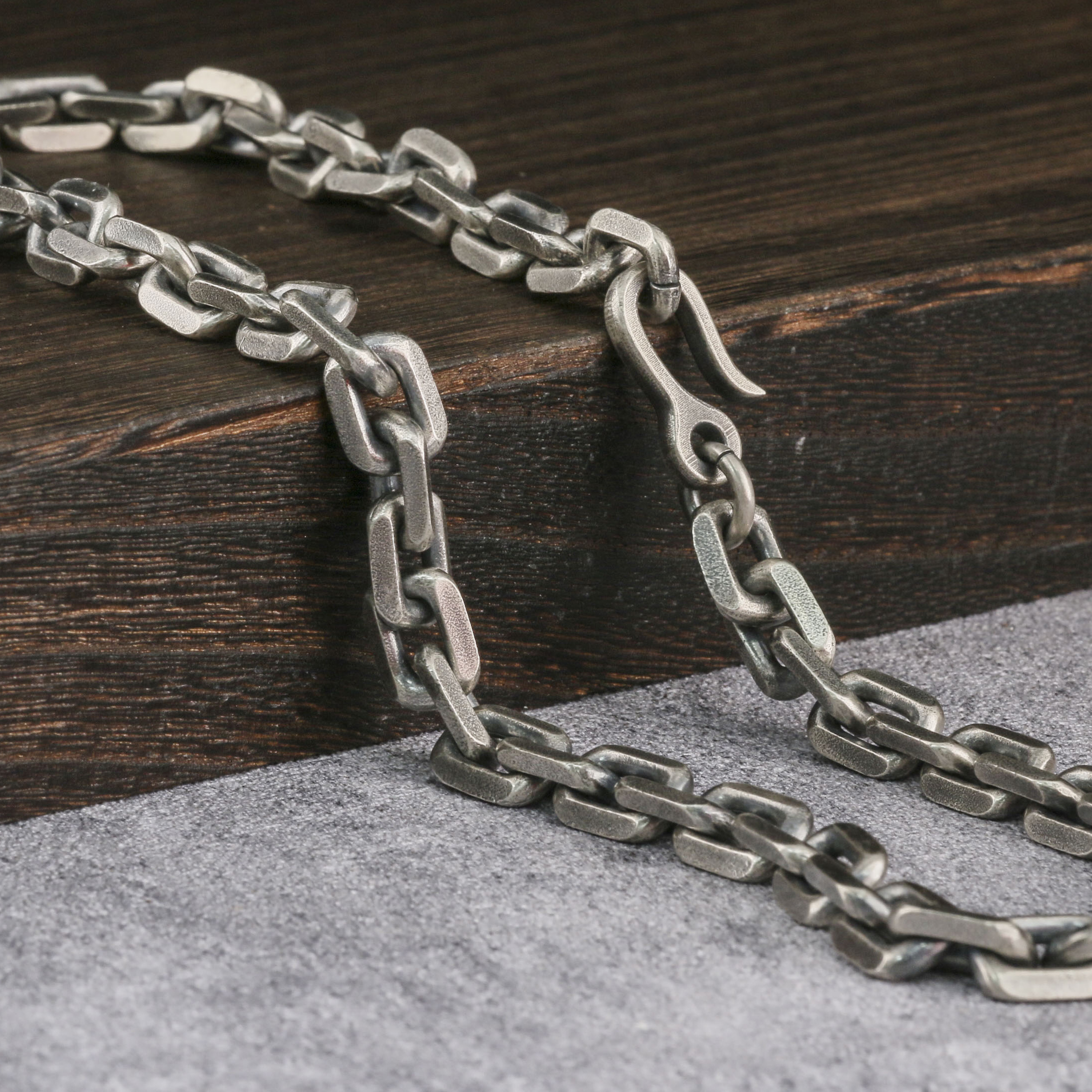 10mm Heavy Chain Cable Chain 925 Oxidized Silver Chain