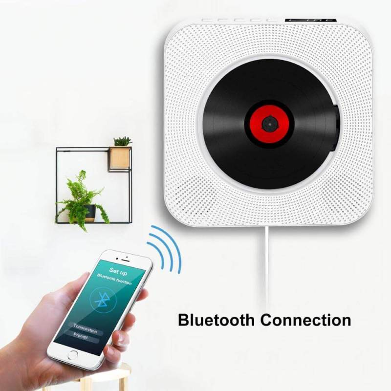 Portable CD Player Bluetooth Speaker Stereo CD Players LED Screen Wall Mountable CD Music Player with IR Remote Control FM Radio