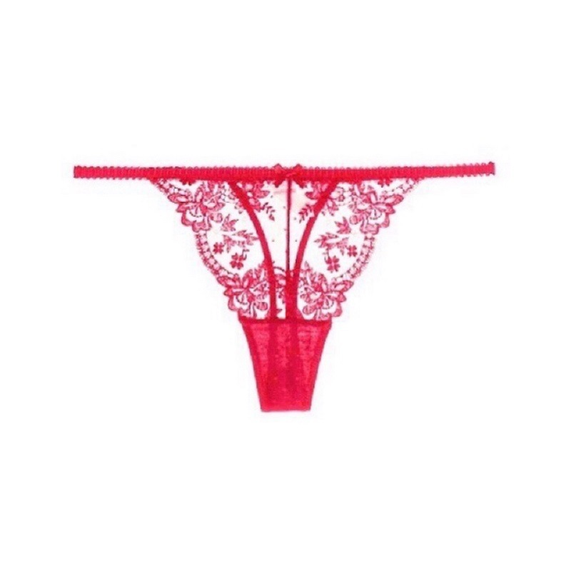 087P-Eyelash lace sexy women's low waist thong