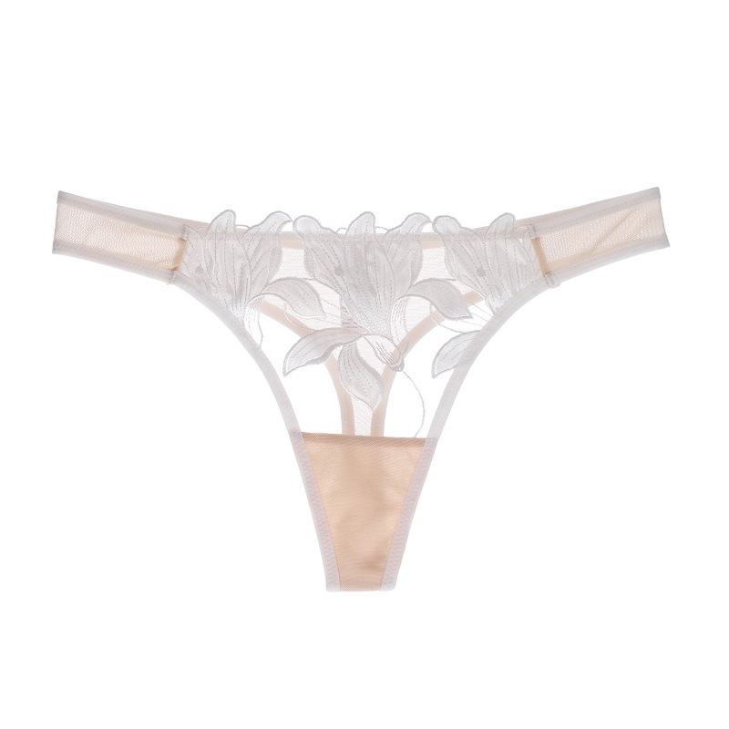 093P-Eyelash lace sexy women's low waist thong