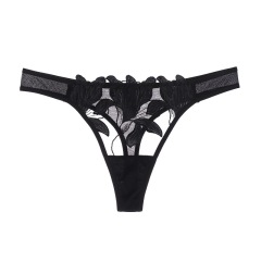 093P-Eyelash lace sexy women's low waist thong