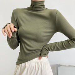 C418-Pile collar solid bottomed shirt