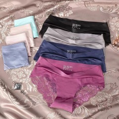 A303-Breathable ice silk texture seamless ladies briefs cotton crotch 8 colors optional