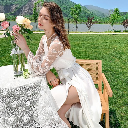 E121-Lace home clothes Princess Satin cool ice silk pajamas