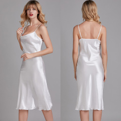 DQ1630-Elegant swing collar thin nightdress home clothes