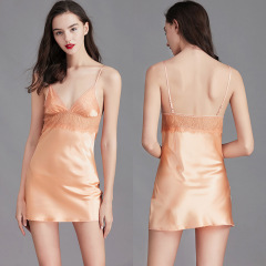 E119-Lace suspender nightdress summer silk fashion sexy