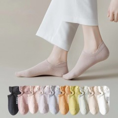 Ladies spring and summer short socks fashion ear socks solid color shallow mouth boat socks 10 colors optional