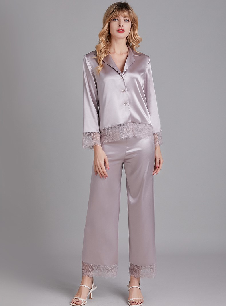 TZ1805—Ice silk long sleeve home clothes thin lace long sleeve Pants Set