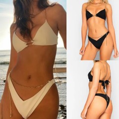 C805-New bikini ladies swimsuit split color double-sided nylon sexy swimsuit 2 colors optional