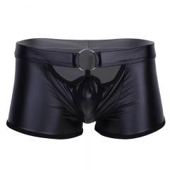 M202-Men's Matt Patent Leather Shorts Sexy Soft Leather Erotic Panties