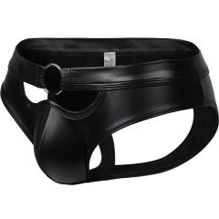 A4-30-New men's imitation leather back empty sexy patent leather sexy underwear