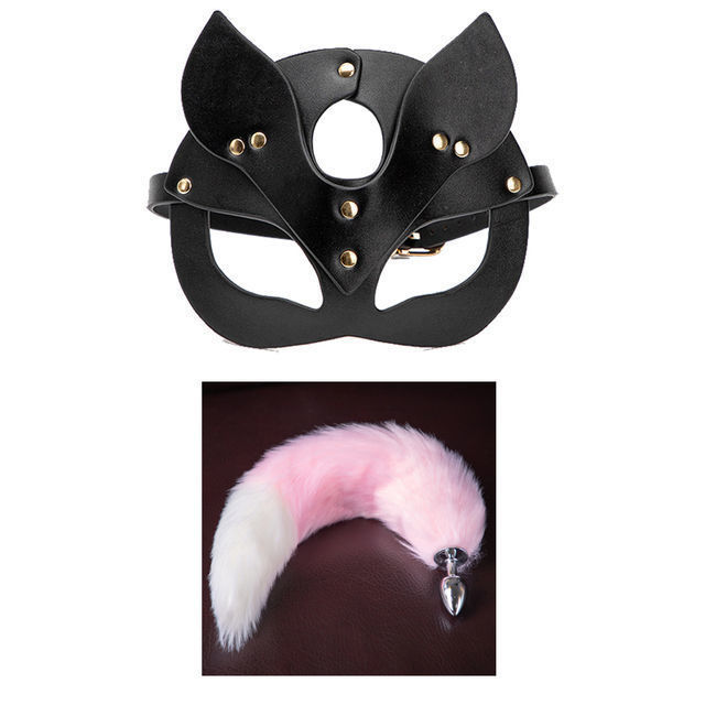 H2011--Sex toys cosplay cosplay mask metal anal plug tail sm props