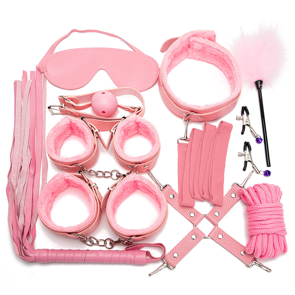H2002--Sex toys 10 sets couple flirting props bound hands and feet shackles mouth plug alternative adult sex toys