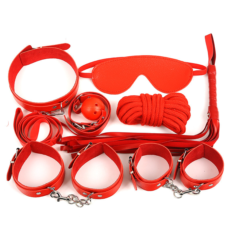 H2008--Adult sex toys for men and women with eye mask leather handcuffs torture kit 7 sets of wholesale alternative toys