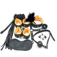 H2007--Adult sex plush 10 piece set of female leather handcuffs couple flirting bondage bondage alternative sex toys