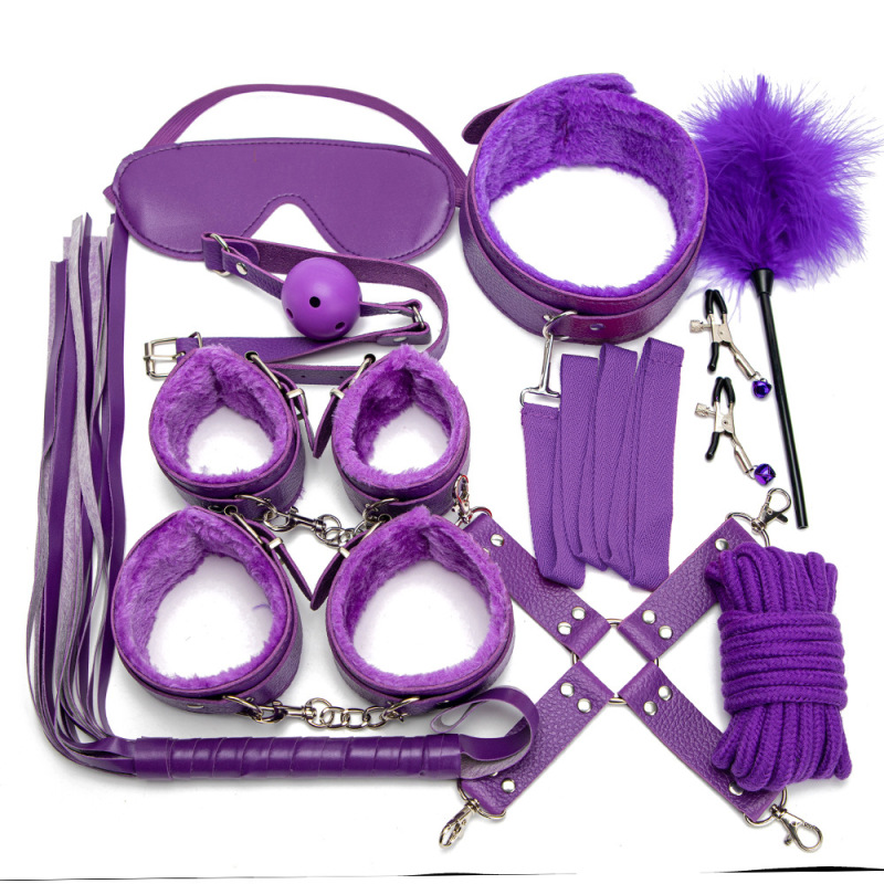 H2002--Sex toys 10 sets couple flirting props bound hands and feet shackles mouth plug alternative adult sex toys