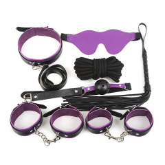 H2008--Adult sex toys for men and women with eye mask leather handcuffs torture kit 7 sets of wholesale alternative toys