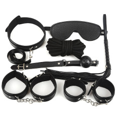 H2008--Adult sex toys for men and women with eye mask leather handcuffs torture kit 7 sets of wholesale alternative toys
