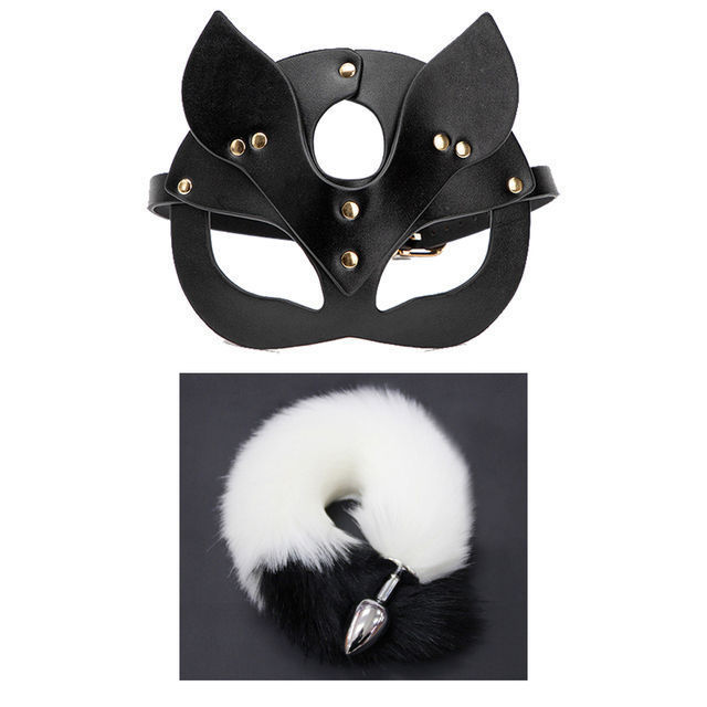 H2011--Sex toys cosplay cosplay mask metal anal plug tail sm props