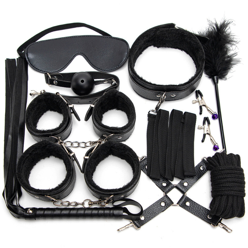 H2002--Sex toys 10 sets couple flirting props bound hands and feet shackles mouth plug alternative adult sex toys