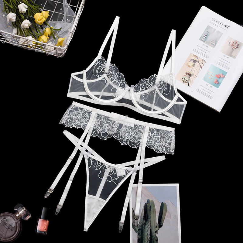 Z0705A-New sexy mesh cross strap garter three-piece pantsuit