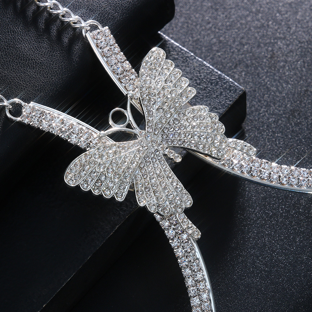 D731--Hot new breast chain shiny butterfly rhinestone breast support walk sexy breast chain body chain