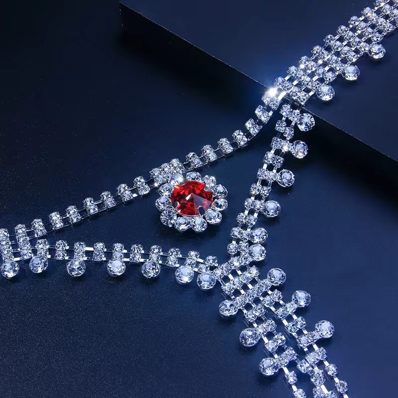 D801--New Sexy Red Rhinestone Milk Chain Body Chain