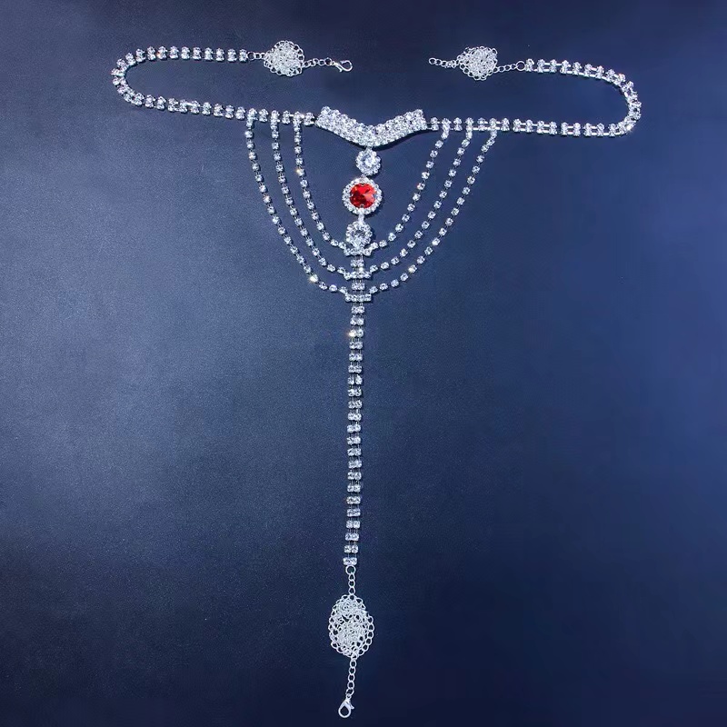 D801--New Sexy Red Rhinestone Milk Chain Body Chain