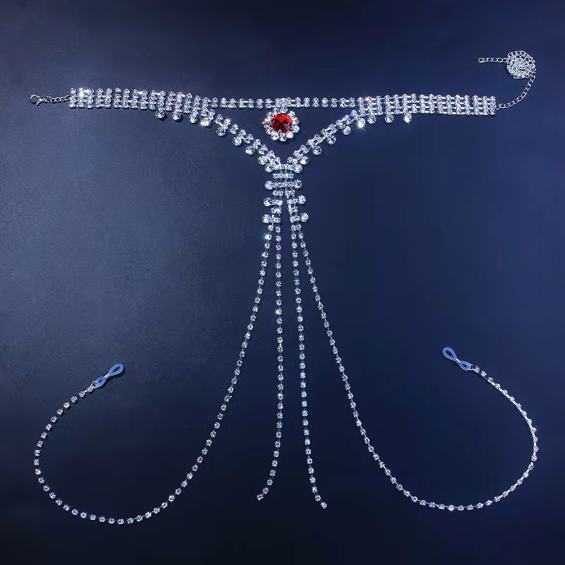 D801--New Sexy Red Rhinestone Milk Chain Body Chain