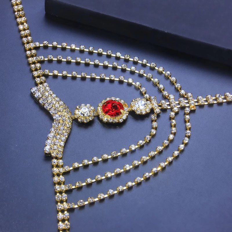 D801--New Sexy Red Rhinestone Milk Chain Body Chain