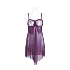 P8123--Semi-transparent lace slit sexy nightdress