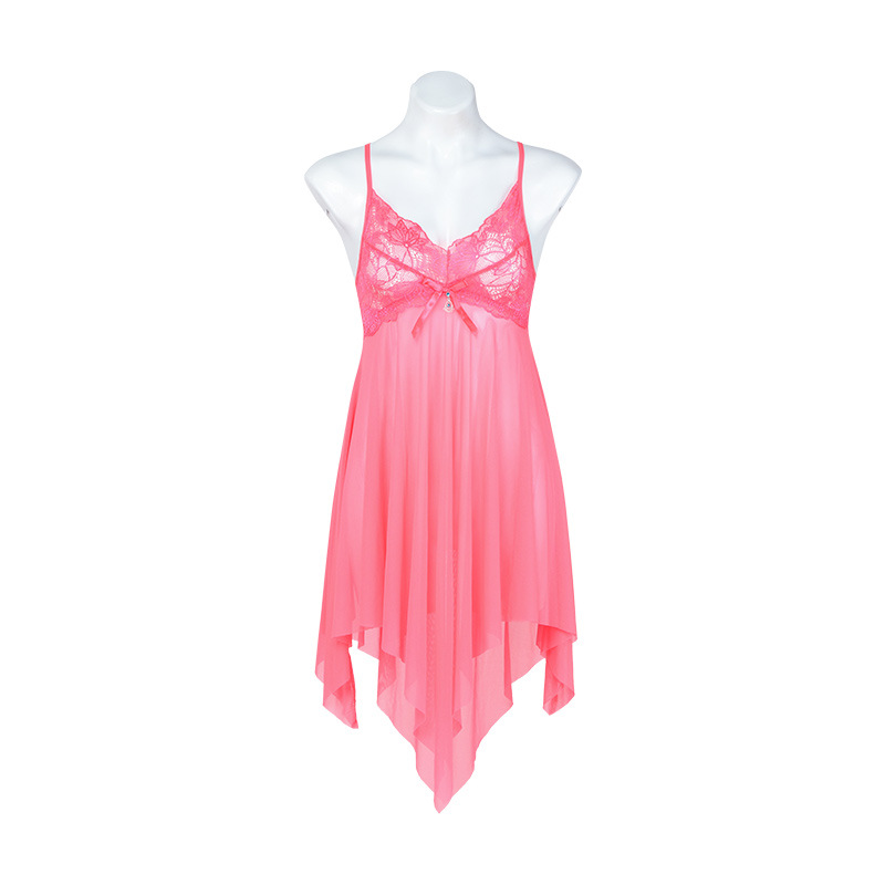 P8694--Sexy see-through nightdress with mesh halter