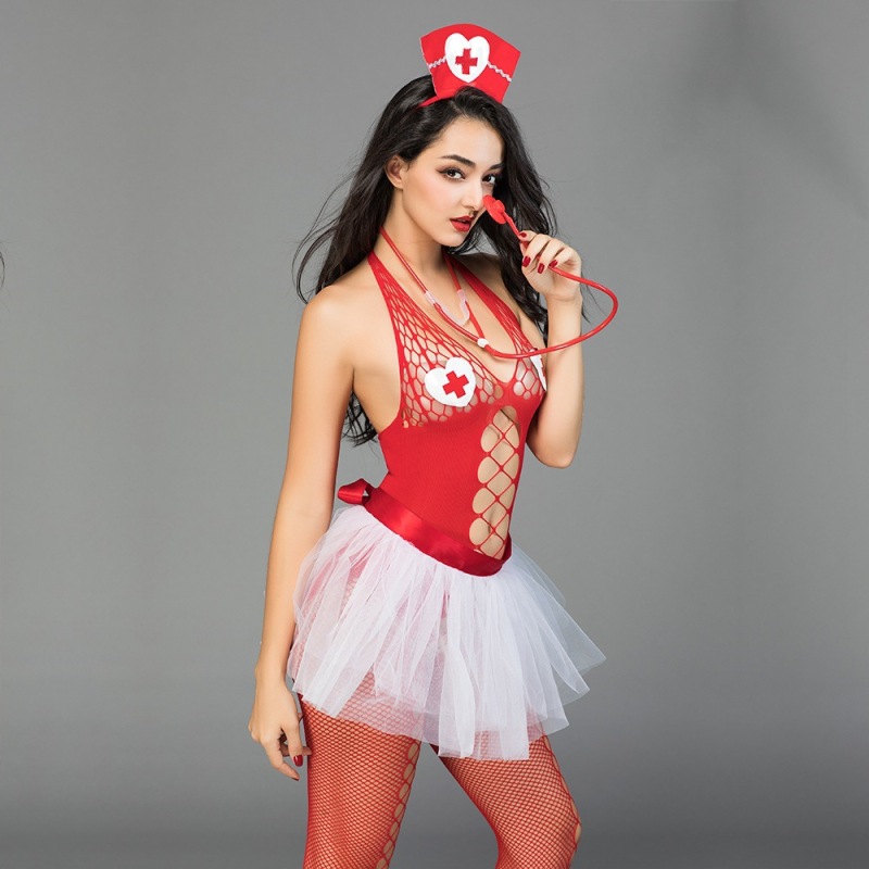 H6915--Sexy lingerie nurse costume role-play Nurse costume nightclub jumpsuit
