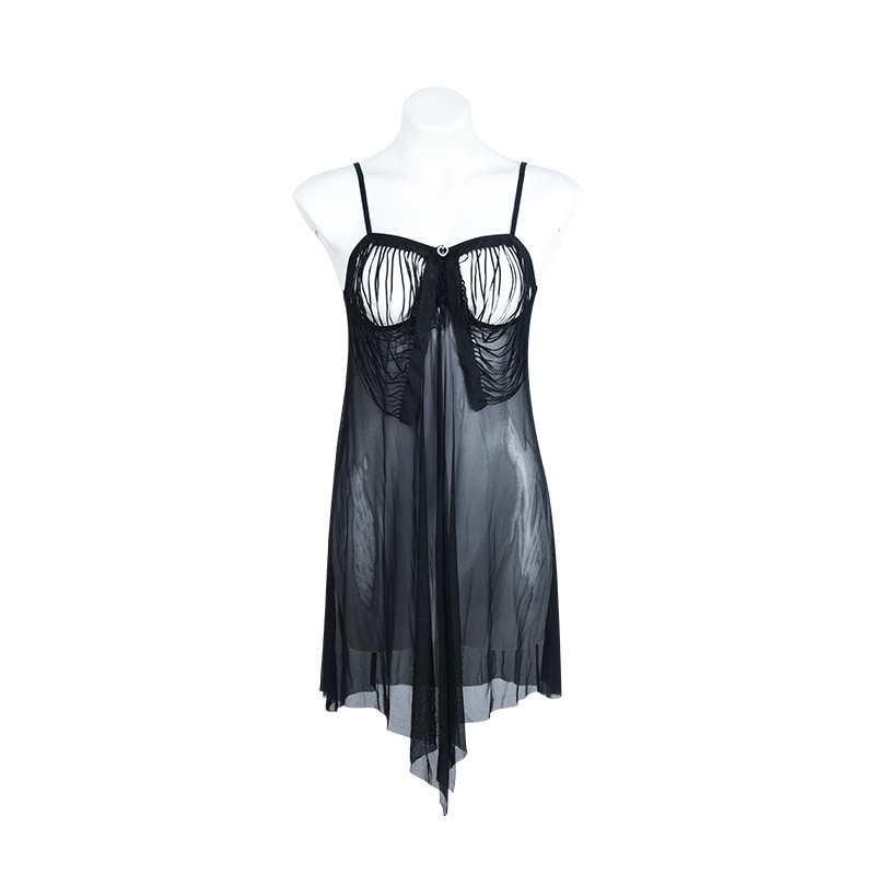 P8123--Semi-transparent lace slit sexy nightdress