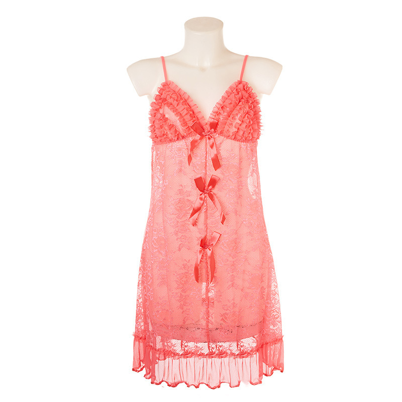 P8097--Mesh see-through lace halter nightdress