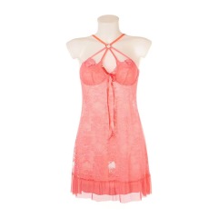 P8099--Hollowed-out see-through lace halter nightdress