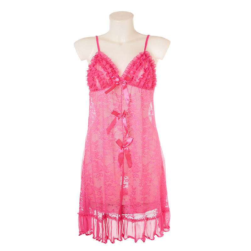 P8097--Mesh see-through lace halter nightdress